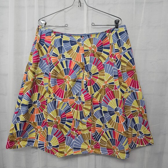 Vintage Talbots Blue Green Kaleidoscope A-line Peasant Skirt Boho 14 - Picture 3 of 10